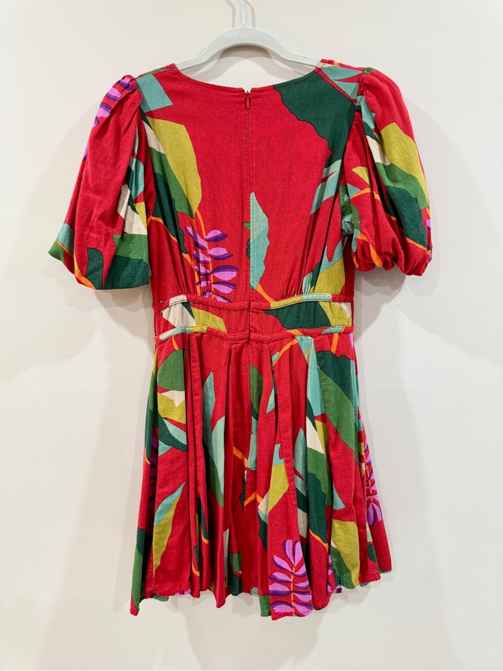 House of Harlow Tropical Floral Linen Blend Puff Sleeve Mini Dress Size 6 - Picture 10 of 12